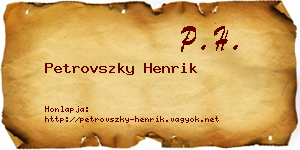 Petrovszky Henrik névjegykártya